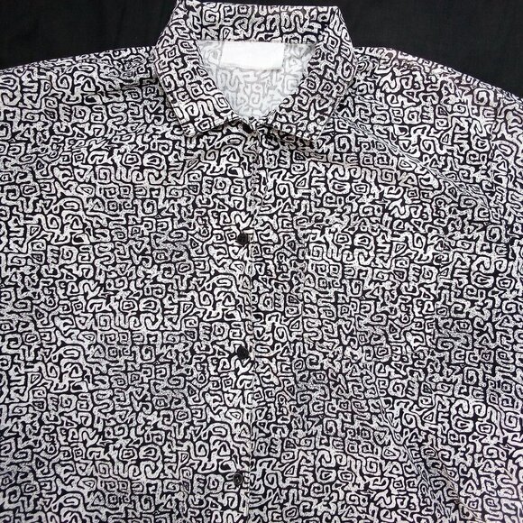Vintage 90s Abstract Geometric Hawaiian Shirt - Picture 1 of 5